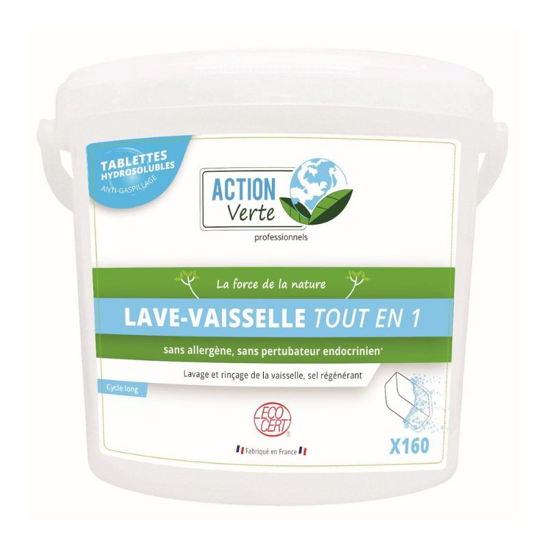 Dishwasher Tablets All in 1 Long Cycle - 160 Tablets of 20g | Green Action Dishwasher Tablets All in 1 Long Cycle - 160 Tablets of 20g | Green Action