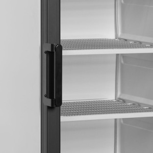 Vasakule Avanev Sügavkülmiku Vitrine - Must Klaasuks 270L TEFCOLD