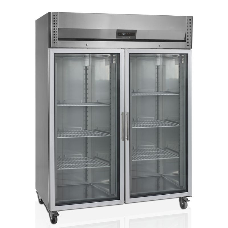 Roostevabast terasest külmkapp GN 2/1 - 2 klaasuksega 1325L TEFCOLD Roostevabast terasest külmkapp GN 2/1 - 2 klaasuksega 1325L TEFCOLD