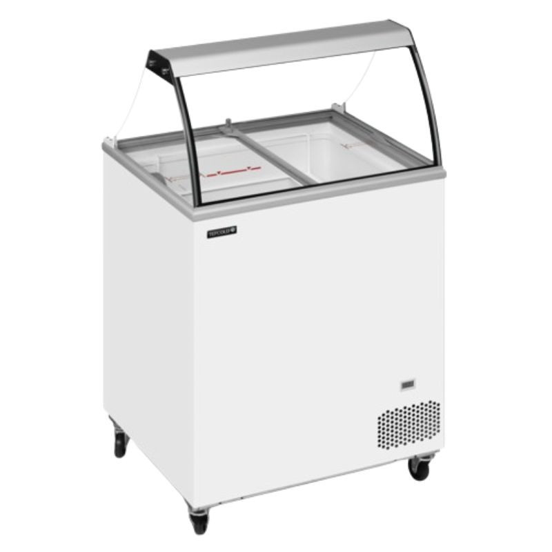 Chest Freezer with Curved Glass - 165 L TEFCOLD: Professional Ice Cream Display with Sliding Glass Lids Chest Freezer with Curved Glass - 165 L TEFCOLD: Professional Ice Cream Display with Sliding Glass Lids