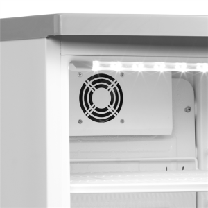 Klaasuksega joogijahuti ventilaatoriga - 105 L TEFCOLD: Optimaalne ladustamine ja säilitamine.