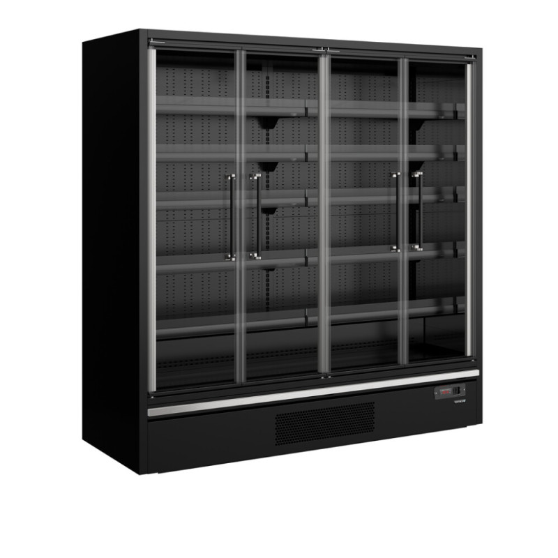 Black Supermarket Refrigerated Display - 4 Glass Doors - TEFCOLD Black Supermarket Refrigerated Display - 4 Glass Doors - TEFCOLD