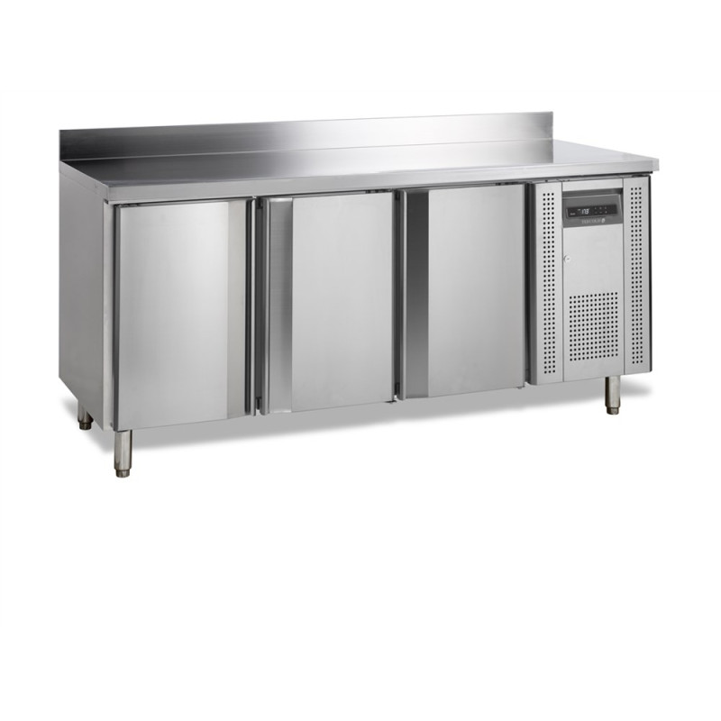 Table Réfrigérée Négative en Inox avec Dosseret - 3 Portes - TEFCOLD Table Réfrigérée Négative en Inox avec Dosseret - 3 Portes - TEFCOLD