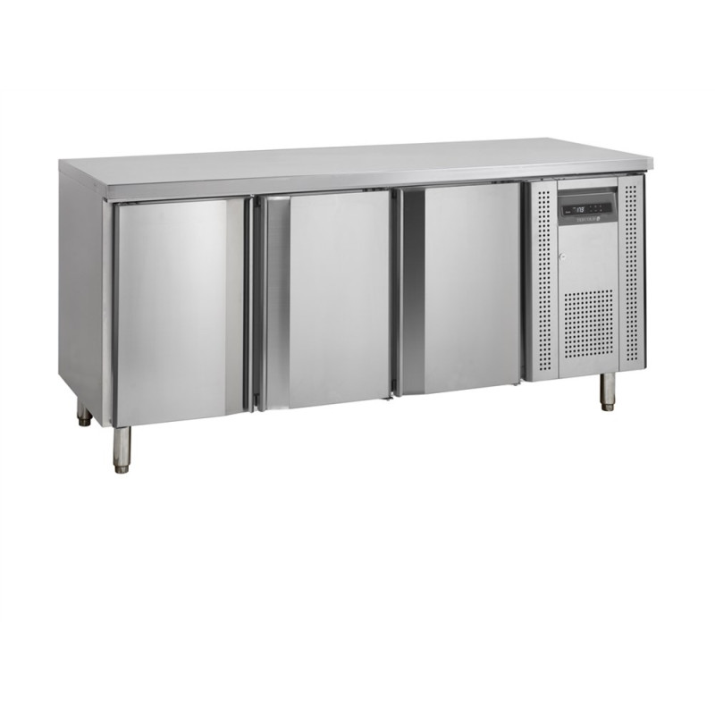 Stainless Steel Refrigerated Table - 3 Doors - GN 1/1 TEFCOLD: Optimal performance and preservation of ingredients Stainless Steel Refrigerated Table - 3 Doors - GN 1/1 TEFCOLD: Optimal performance and preservation of ingredients