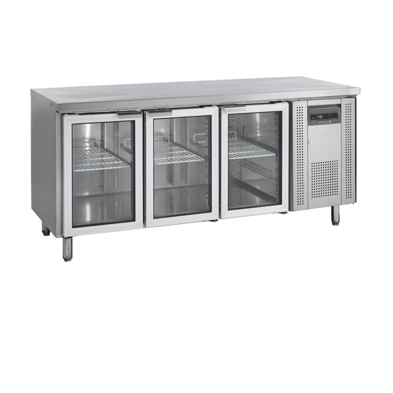 Table Réfrigérée Inox 3 Portes Vitrées GN 1/1 TEFCOLD - Stockage et conservation optimale Table Réfrigérée Inox 3 Portes Vitrées GN 1/1 TEFCOLD - Stockage et conservation optimale