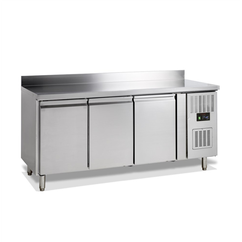 Table Réfrigérée Positive 3 Portes avec Dosseret - TEFCOLD | 402 L, Acier Inoxydable | Fourniresto Table Réfrigérée Positive 3 Portes avec Dosseret - TEFCOLD | 402 L, Acier Inoxydable | Fourniresto