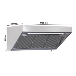 Kuum Snack 700 LED ilma mootorita Dynasteel - Pikkus 1400 mm, roostevaba teras AISI304