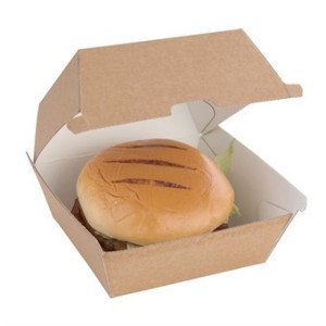 Väikesed komposteeritavad hamburgerikarbid 112mm - komplekt 150 Kraft Fiesta