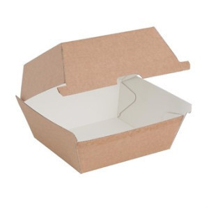 Väikesed komposteeritavad hamburgerikarbid 112mm - komplekt 150 Kraft Fiesta
