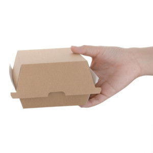 Väikesed komposteeritavad hamburgerikarbid 112mm - komplekt 150 Kraft Fiesta