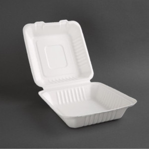 Hinged compostable Bagasse boxes 236mm - 200 tk komplekt