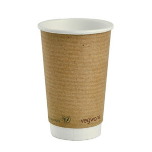 Puidust topeltseinaga komposteeritavad kuumade jookide tassid 455 ml - 500 tükki Vegware'ilt
