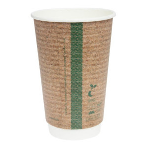 Puidust topeltseinaga komposteeritavad kuumade jookide tassid 455 ml - 500 tükki Vegware'ilt