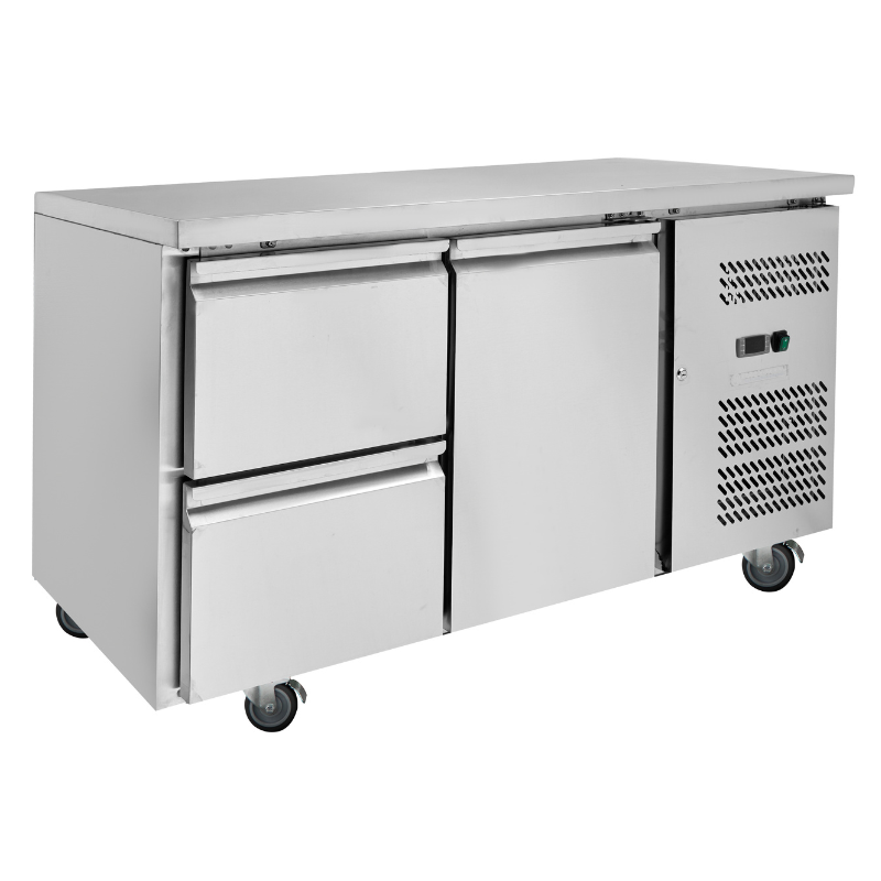 Positive Refrigerated Table - 1 Door and 2 Drawers - Dynasteel Positive Refrigerated Table - 1 Door and 2 Drawers - Dynasteel