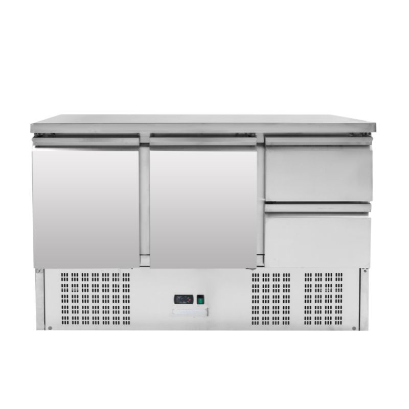 Positive Refrigerated Table - 2 doors and 2 GN 1/2 Drawers - Dynasteel Positive Refrigerated Table - 2 doors and 2 GN 1/2 Drawers - Dynasteel