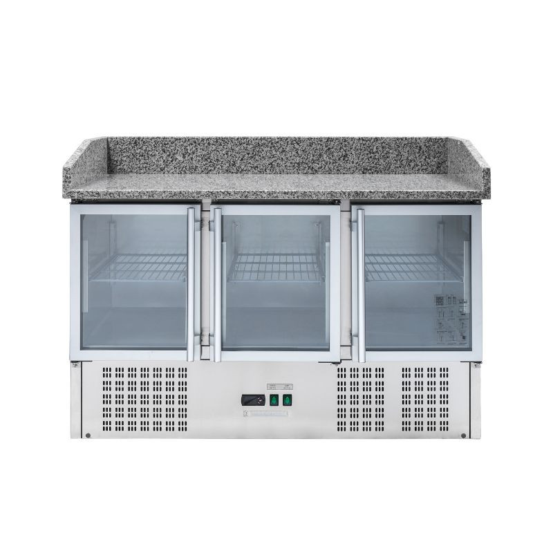 Meuble à Pizza Réfrigéré Compact 600x400 - 3 Portes Vitrées - Dynasteel Meuble à Pizza Réfrigéré Compact 600x400 - 3 Portes Vitrées - Dynasteel