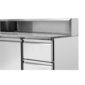 Meubel külmutatud pitsa jaoks roostevabast terasest katusega 8 x GN1/6 - 2 ust ja 2 sahtlit - Dynasteel