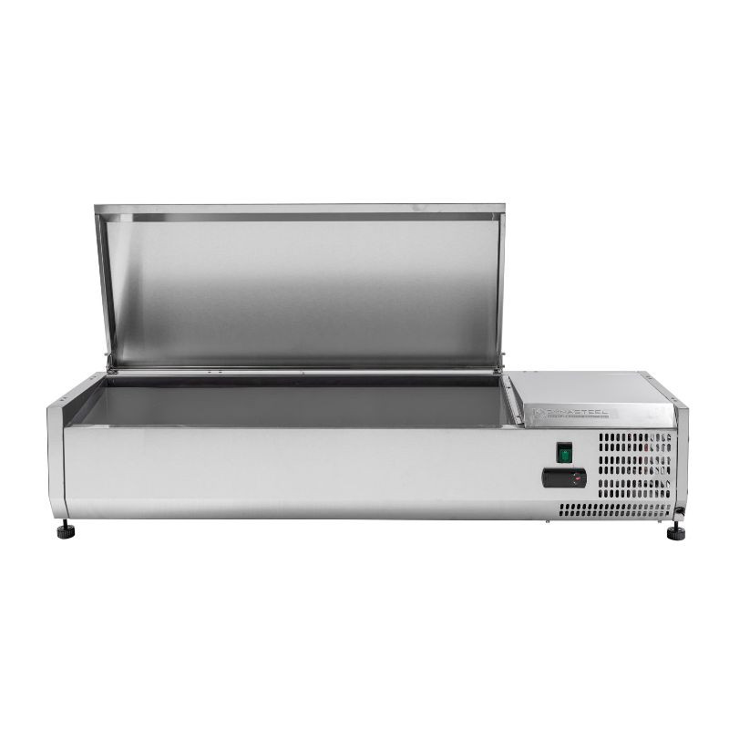 Saladette külmik, mida saab paigaldada roostevabast terasest kaanega - 3 x GN 1/3 + 1 x GN 1/2 - Dynasteel Saladette külmik, mida saab paigaldada roostevabast terasest kaanega - 3 x GN 1/3 + 1 x GN 1/2 - Dynasteel