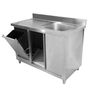Plonge Mööbel 1 Kraanikauss tagaseina ja prügikastiga - 1200 x 600 mm - Dynasteel