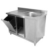 Plonge Mööbel 1 Kraanikauss tagaseina ja prügikastiga - 1200 x 600 mm - Dynasteel