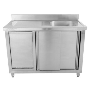 Plonge Mööbel 1 Kraanikauss tagaseina ja prügikastiga - 1200 x 600 mm - Dynasteel