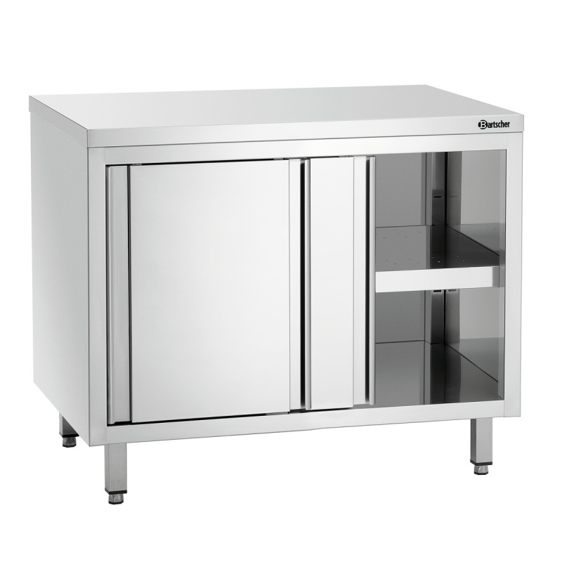 Stainless Steel Cabinet with Sliding Doors and Shelf - L 1000 mm Stainless Steel Cabinet with Sliding Doors and Shelf - L 1000 mm