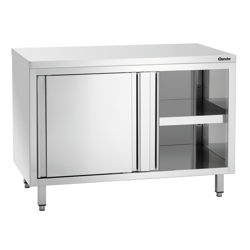 Stainless Steel Cabinet with Sliding Doors and Shelf - L 1200 mm Stainless Steel Cabinet with Sliding Doors and Shelf - L 1200 mm