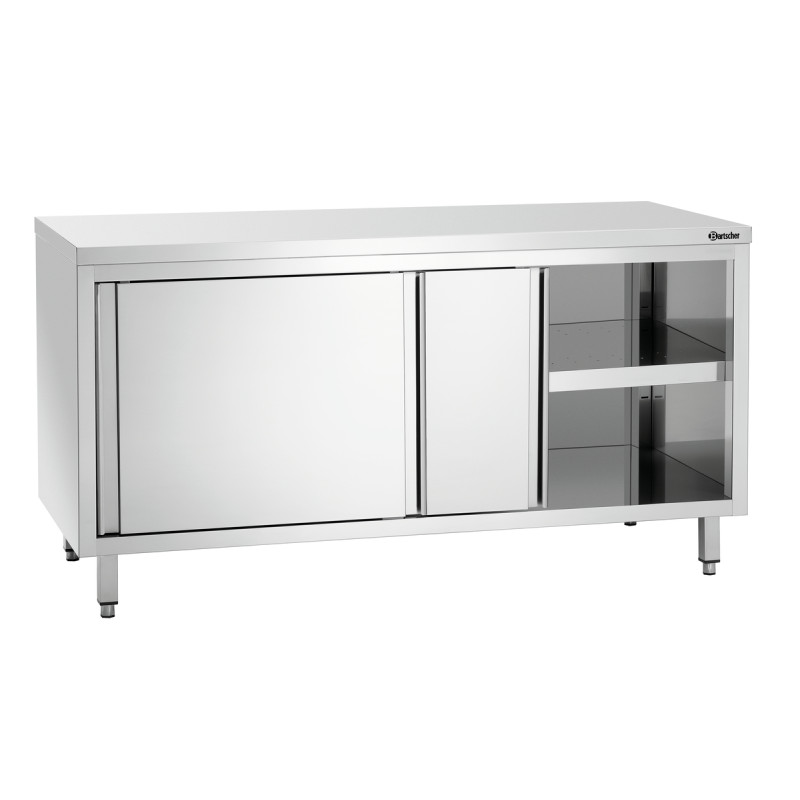 Stainless Steel Cabinet with Sliding Doors and Shelf - L 1600 mm Stainless Steel Cabinet with Sliding Doors and Shelf - L 1600 mm