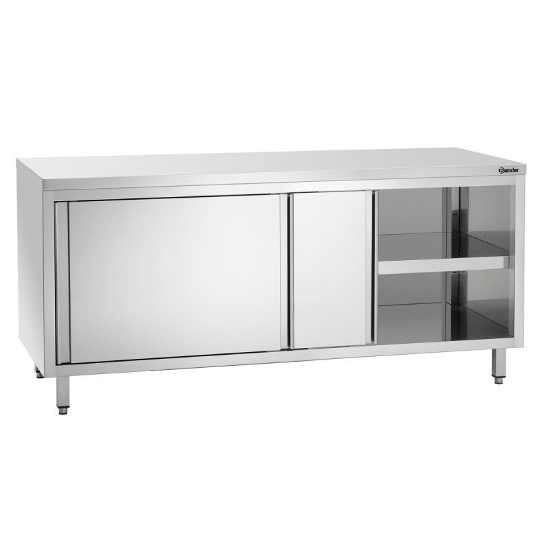 Meuble en Inox avec Portes Coulissantes et Etagère - L 1800 mm Meuble en Inox avec Portes Coulissantes et Etagère - L 1800 mm
