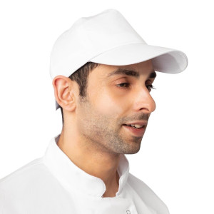 Valge baseballi müts reguleeritava rihmaga - Üks suurus sobib kõigile - Whites Chefs Clothing - Fourniresto