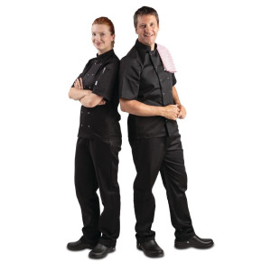 Must Köögisegu Must Lühikeste Varrukatega Vest Vegas - Suurus M - Whites Chefs Clothing - Fourniresto