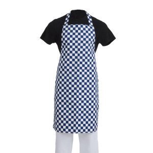 Põll ruudulises sinise ja valge polüester-puuvillases materjalis 710 x 970 mm - Whites Chefs Clothing - Fourniresto