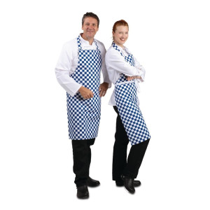 Põll ruudulises sinise ja valge polüester-puuvillases materjalis 710 x 970 mm - Whites Chefs Clothing - Fourniresto