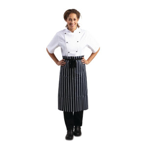 Köögiapron triibuline sinine ja valge 760 x 920 mm - Whites Chefs Clothing - Fourniresto