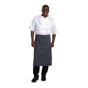 Köögiapron triibuline sinine ja valge 760 x 920 mm - Whites Chefs Clothing - Fourniresto