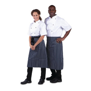 Köögiapron triibuline sinine ja valge 760 x 920 mm - Whites Chefs Clothing - Fourniresto