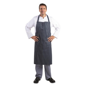 Pikendatud taskuta mere- ja valge triibuline põllekleit - Whites Chefs Clothing - Fourniresto