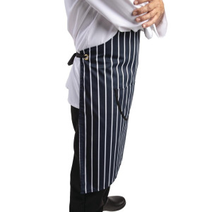 Pikendatud taskuta mere- ja valge triibuline põllekleit - Whites Chefs Clothing - Fourniresto