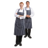 Pikendatud taskuta mere- ja valge triibuline põllekleit - Whites Chefs Clothing - Fourniresto