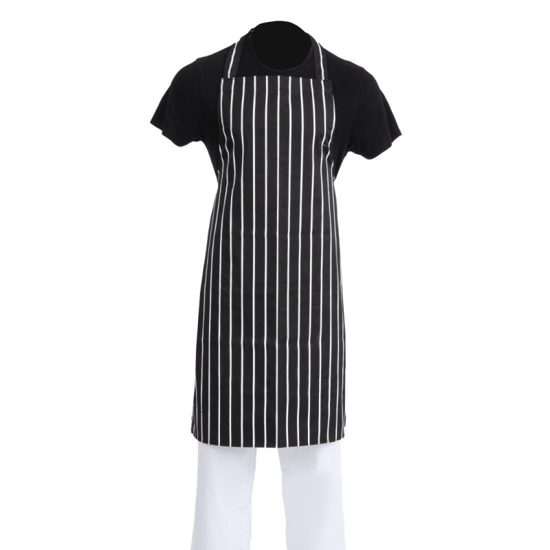 Black and White Striped Kitchen Apron 760 x 970 mm - Whites Chefs Clothing - Fourniresto Black and White Striped Kitchen Apron 760 x 970 mm - Whites Chefs Clothing - Fourniresto