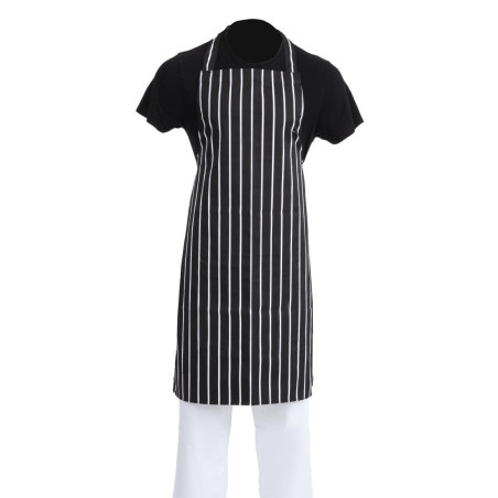 Köögi triibuline esiliist must-valge 760 x 970 mm - Whites Chefs Clothing - Fourniresto