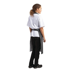 Köögi triibuline esiliist must-valge 760 x 970 mm - Whites Chefs Clothing - Fourniresto