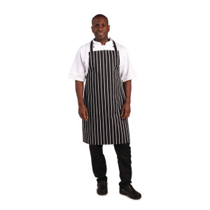 Köögi triibuline esiliist must-valge 760 x 970 mm - Whites Chefs Clothing - Fourniresto
