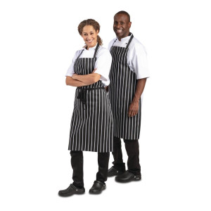 Köögi triibuline esiliist must-valge 760 x 970 mm - Whites Chefs Clothing - Fourniresto