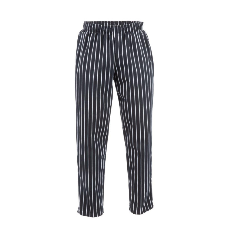 Köögipüksid Unisex Baggy Triibuline Must ja Valge - Suurus S - Chef Works - Fourniresto Köögipüksid Unisex Baggy Triibuline Must ja Valge - Suurus S - Chef Works - Fourniresto