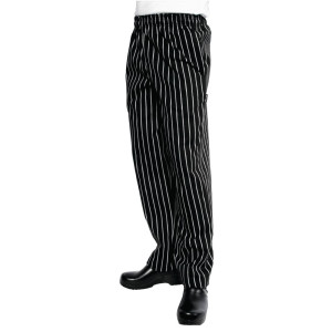 Köögipüksid Baggy triibulised must-valged - suurus XL - Chef Works - Fourniresto