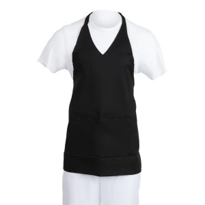 Serveerija mustvalge polüester-puuvillane V-kaelusega esiliist 838 x 698 mm - Whites Chefs Clothing - Fourniresto