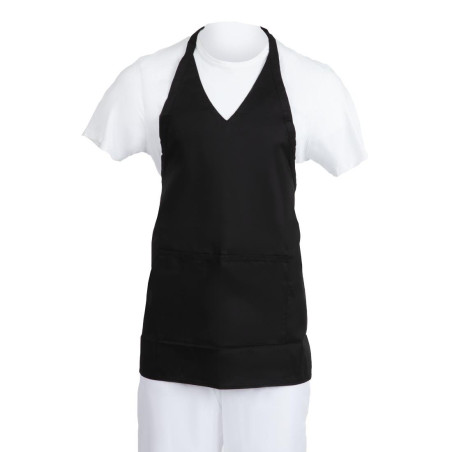 Serveerija mustvalge polüester-puuvillane V-kaelusega esiliist 838 x 698 mm - Whites Chefs Clothing - Fourniresto