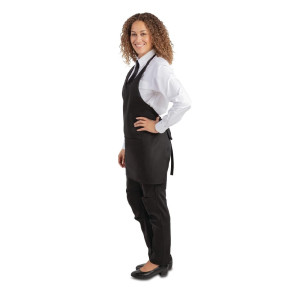 Serveerija mustvalge polüester-puuvillane V-kaelusega esiliist 838 x 698 mm - Whites Chefs Clothing - Fourniresto
