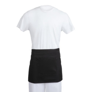 Must polüesterpuuvillast lühike ettekandja esiliist 373 x 750 mm - Whites Chefs Clothing - Fourniresto
